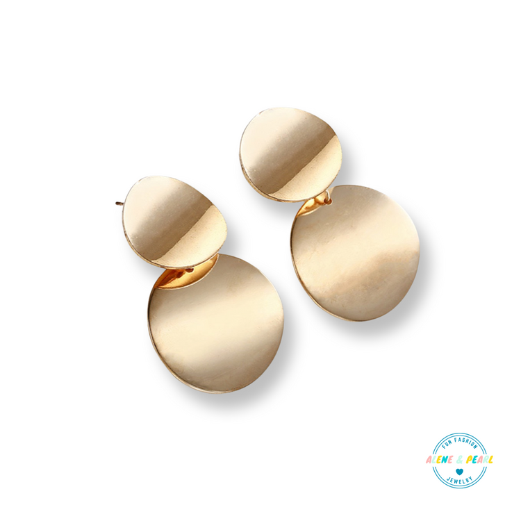 Gold Double Disc Earrings