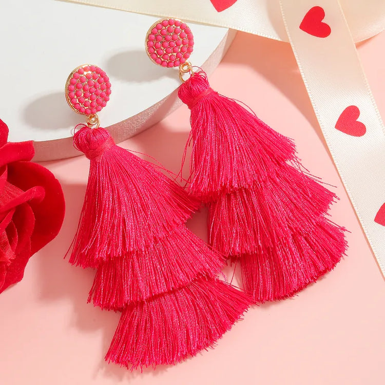 Pink Crush Tassel Earrings