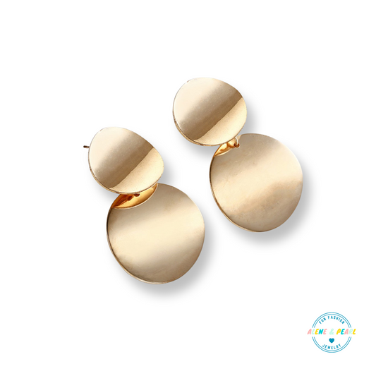 Gold Double  Disc Earrings