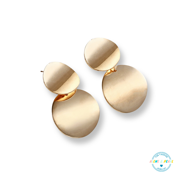 Gold Double  Disc Earrings