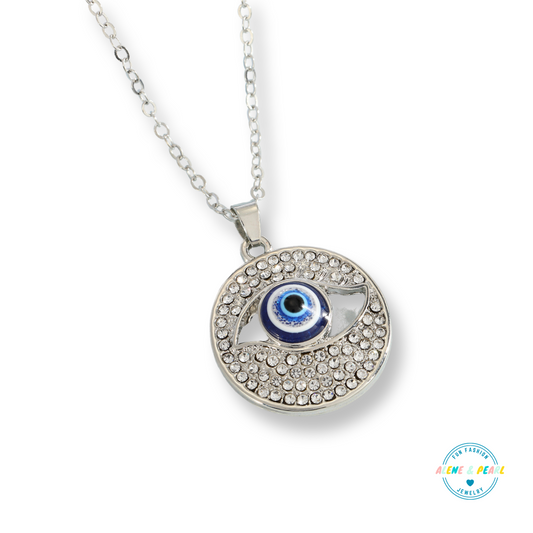 Silver Evil Eye  Pendant Necklace