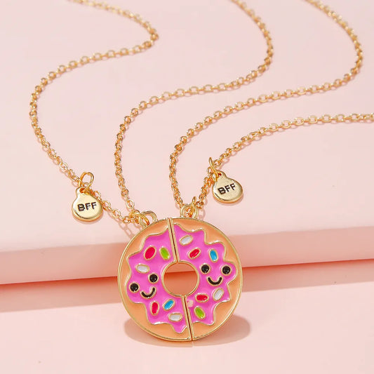 Pink Sprinkles Donut Best Friend Necklace