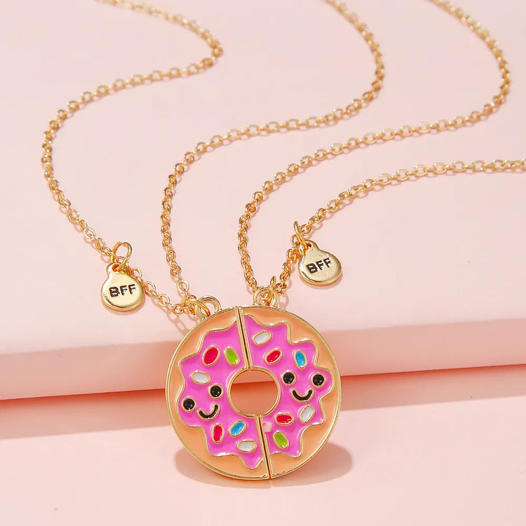 Pink Sprinkles Donut Best Friend Necklace