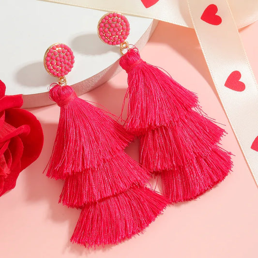 Pink Crush Tassel Earrings