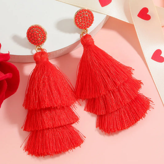Crimson Crush Tassel Earrings