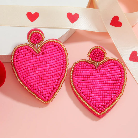 Love Limited™ Beaded Heart Statement Earrings – Pink