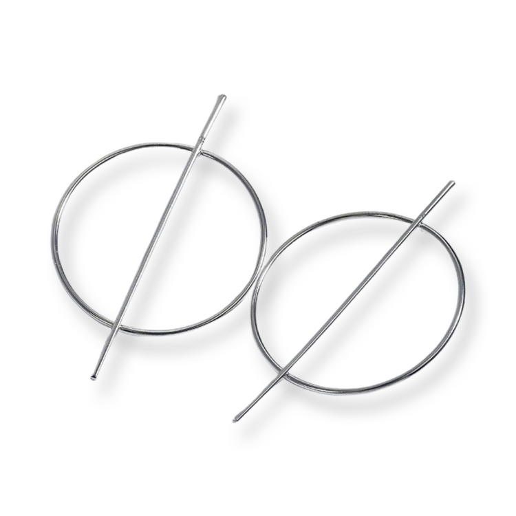 Silver Orbit Bar Earrings